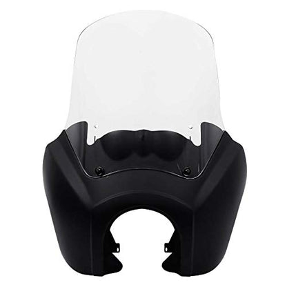 Green-L Matte Black Pre-Drilled Front Upper Fairing 15" Clear Windshield Fit for Harley Dyna Low Rider FXDL 2007–2017 - color: Matte Black Fairing w/ Clear Windshield