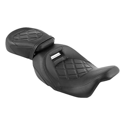 Low-Profile Driver Passenger Seat Pillion Set Fits for Harley Touring 2009-2023 Street Glide Road Glide Road King Ultra Limited - color: Seat Black