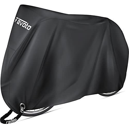 Favoto Bike Cover Waterproof Outdoor Storage for 1 or 2 Bikes Bicycle Cover Heavy Duty Rain Sun UV Dust Wind Proof with Storage Bag Bike Tarp for EBike Mountain Road City Bike, Black - color: Black, size: for 1-2 bikes