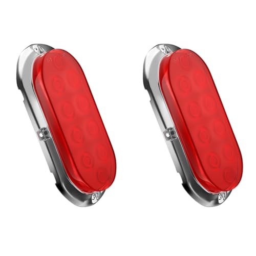 Alopee 2-Pack 6 Inch Oval Led Trailer Tail Lights Enclosed Submersible Utility Trailer Brake Lights for Semi-Truck RV Camper Boat Car Tractor Motorcycle Rear Side Marker Clearance Running Lighting - size: 6 Inch-Oval Trailer Tail Light