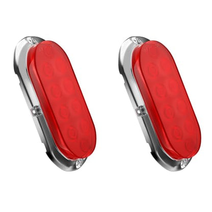 Alopee 2-Pack 6 Inch Oval Led Trailer Tail Lights Enclosed Submersible Utility Trailer Brake Lights for Semi-Truck RV Camper Boat Car Tractor Motorcycle Rear Side Marker Clearance Running Lighting - size: 6 Inch-Oval Trailer Tail Light