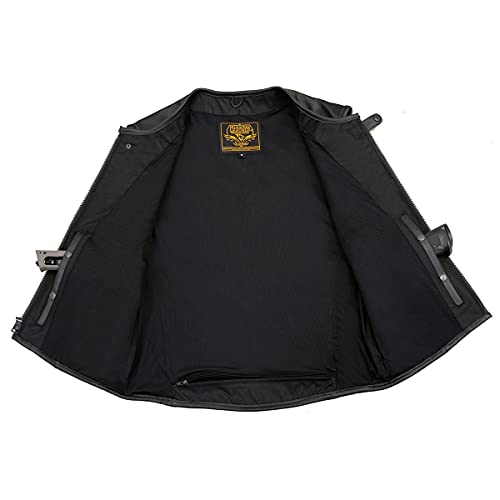 Milwaukee Leather Men's Classic Collarless Motorcycle Biker Rider Leather Vest |MLM|SH - color: Mlm3500-black, size: 3X-Large