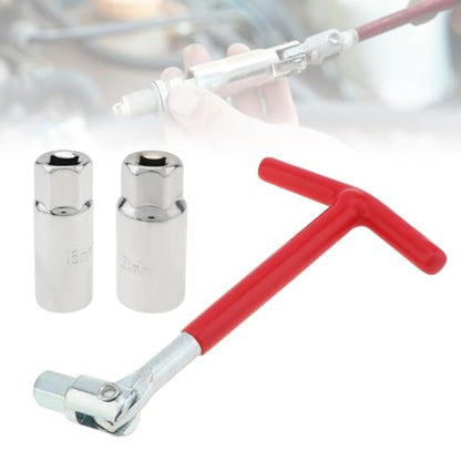 Spark Plug Socket Wrench, T-Handle Remover Installer 5/8 Inch 13/16 Inch, Removable Spark Plug Removal Tool for Cars, Motorcycles, Lawn Mowers