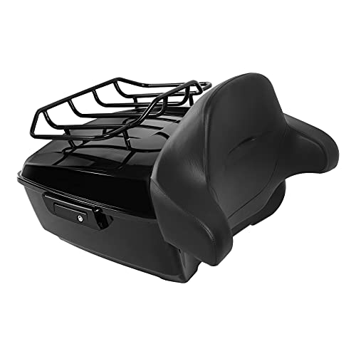 Gloss Black King Tour Luggage Trunk Backrest w/Mount Rack Plate Fit for Harley 2014-2025 Touring Models Road Glide Road King Road Glide Street Glide Electra Glide CVO - color: A Style#4 King Trunk Backrest