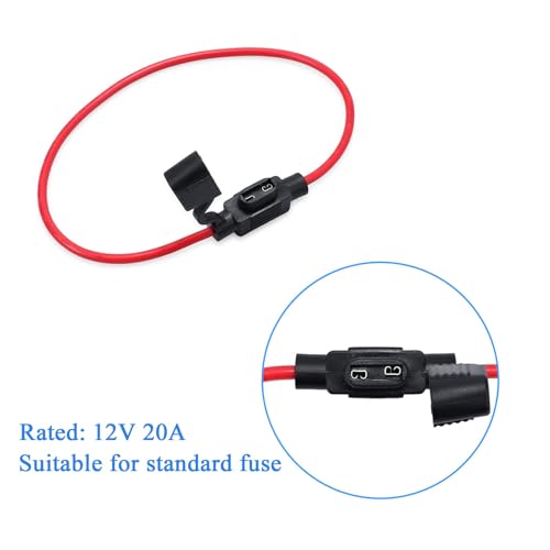 CAMWAY 10PCS Mini Blade Fuse Holder ATM/ATC - Waterproof 12V 20A Inline Wire Fuse for Car, Boat, RV, 14 AWG Copper, Safe & Reliable Circuit Protection