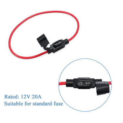 CAMWAY 10PCS Mini Blade Fuse Holder ATM/ATC - Waterproof 12V 20A Inline Wire Fuse for Car, Boat, RV, 14 AWG Copper, Safe & Reliable Circuit Protection