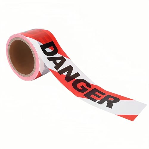 Safety Warning Tape, Red White Premium Barricade Tape, Non Adhesive Tape, 3" x 300 Feet,1 Roll - size: Red & White B-3 Inch