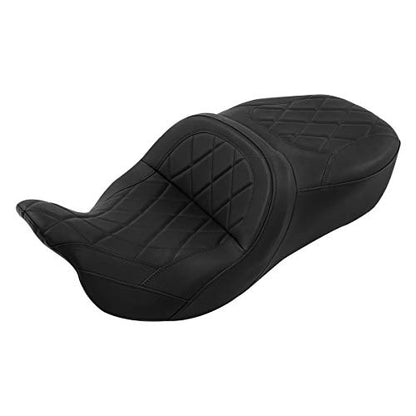 C.C. RIDER Driver Passenger Seat Hammock Seat Fit For Harley Touring 2009-2023 Street Glide Road Glide Road King Electra Glide CVO Models 2009-2022, Standard Reach Black Stitching - color: 15# Black