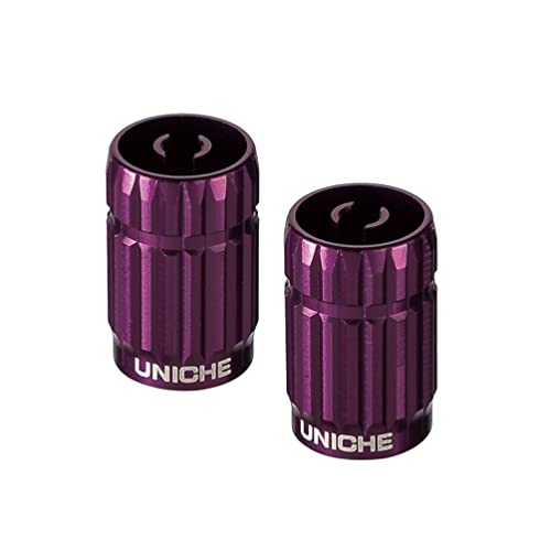 2-in-1 Valve Stem Caps with Core Remover Function - 2 Pack [Purple] | Schrader Valve Core Removal Tools, Universal Tire Valve Caps for Cars, Trucks, SUVs, Motorbikes, and Bikes - color: Purple