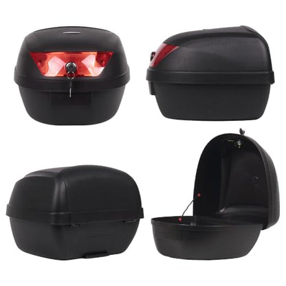 Japard Motorcycle Top Case 28L Rear Box Daily Tail Box Trunk Lockable Storage Carrier Waterproof Universal Mounting for Helmet Luggage (28L)