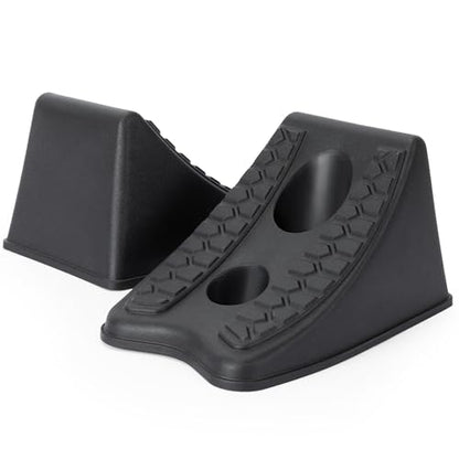 TONDA Wheel Chocks, Heavy Duty Wheel Wedge for Car, Travel Trailer, RV - 8"×4.7"×4.7" - 2 Pack, Black - color: 2 PACK