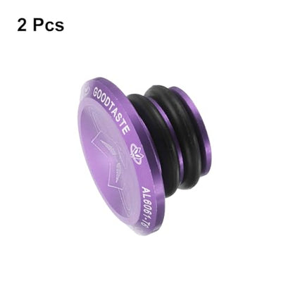 HARFINGTON Bar End Plugs Aluminum Handlebar End Caps Bike Plugs with Matching Rings for MTB Road BMX Fixed Gear Bike, Purple - color: Purple