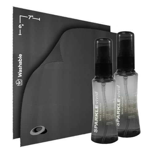 Sparkle Vivid Anti-Reflective Safe Lens Cleaner Spray Kit - (2) 2oz Glasses Cleaner Spray & (2) Microfiber Cloth for Eyeglasses, Sunglasses, Lenses, Screens and Camera Cleaning Kit (4 Piece Set) - style: Black | 2x2oz Lens Spray + 2 Microfiber Cloth