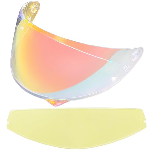 HJ-34P Helmet Visor Replacement for HJC C10.Motorcycle Helmet Shield UV Protection Compatible with HJC C10 (Revo Clear Red+Anti Fog Film) - color: Anti Fog Film+revo Clear Red