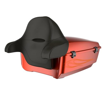 Advanblack 2025 Road Glide King Tour Trunk Pack Black Latch Wrap-Around Backrest Compatible with 1997-2025 Harley Touring Road Glide, Street Glide, Electra Glide (Whiskey Firestorm) - color: Whiskey Firestorm