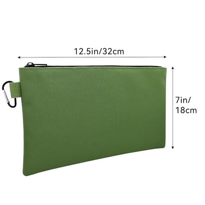 Faylapa 6 Pack Canvas Tool Pouches, 12.5"x7" Zipper Bag, Premium Waterproof Utility Multipurpose Storage Organizer Tool Pouch with Carabiner for Stationary, Pencil Pouch(Khaki, Army Green, Black) - size: 12.5"x7"