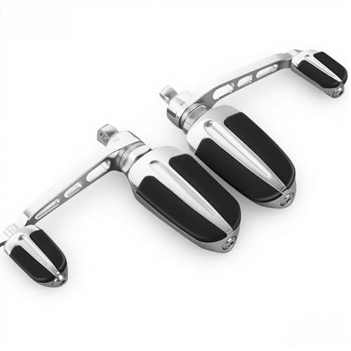 2 Pack Motorcycle Highway Foot Pegs Compatible With Harley Engine Guard 1.25 In Crash Bar Mount, Adjustable Angle Rider Rest Pegs, Non Slip Rubber Inserts, For Touring Long Distance Riding