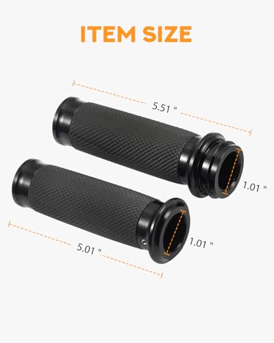 PBYMT 1 Inch Electronic Throttle Handlebar Grips Fit for Harley Davidson Touring Road King Street Glide Softail 2008-2024 - color: All Black