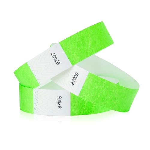1,000 WristCo Neon Green Tyvek Wristbands for Events - Tamper-Proof Design & Fluorescent Color Prevent Reuse Premium-Grade Bracelets for Hospital & Medical ID, Party & VIP Identification - color: Neon Green