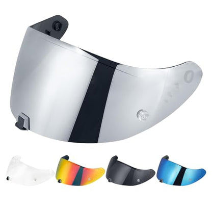 T520 Visor Full Face Helmet Shield Compatible with T520/ ST1400/ R1 Air Motorcycle Replacement Accessories (Chrome Silver) - color: Chrome Silver