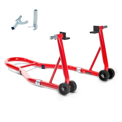 Motorcycle Stand 850LB Sport Bike Rear Wheel Lift Swingarm Paddock Stands Red, Fit for BMW Yamaha Honda Kawasaki Suzuki, with U+L Forks - color: red, size: U+L
