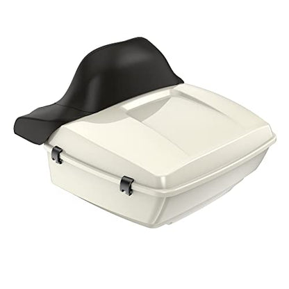 Advanblack King Tour Trunk Pack, Black Mount Bracket & Top Luggage Rack Fit for 2009-Later Harley Touring, Road Glide, Street Glide Special, Road King, Electra Glide - color: Birch White