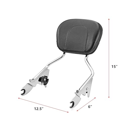 Dasen Detachable Sissy Bar Compatible with Harley Touring, Passenger Backrest Quick-Release Fit Touring Road Glide Street Glide Electra Glide Road King 2009-2025 Chrome