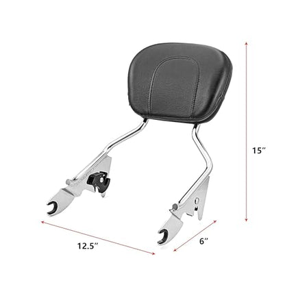Dasen Detachable Sissy Bar Compatible with Harley Touring, Passenger Backrest Quick-Release Fit Touring Road Glide Street Glide Electra Glide Road King 2009-2025 Chrome