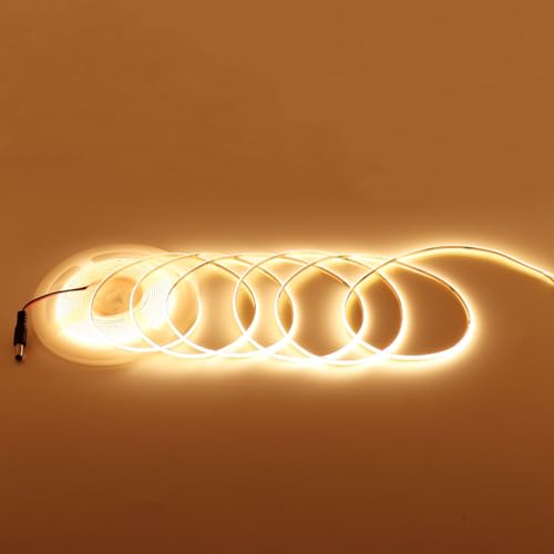 COB LED Strip Light, Ultra-Thin 12V 3mm16.4ft Ultra High Density Tape Light, 480LED/m, CRI 90+, Flexible Cuttable LED Lighting for Home Indoor Decor (Without Power Supply) - color: 3000K Warm White