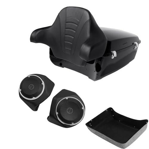 TCMT King Motorcycle Trunk Box Backrest Speakers Set Fit For Harley 2014-2025 Touring CVO Road King Road Glide Street Glide Electra Glide Ultra Limited Pack - color: Style A+Speakers#1
