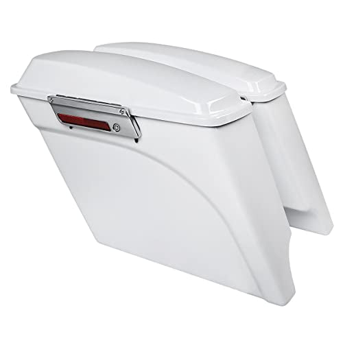 XMT-MOTO Stretched Hard Saddlebags Saddle bags Fit for Harley 1994-2013 Touring models road glide road king ultra street glide electra glide and 1984-2017 Softail models White - color: White, size: Stretched