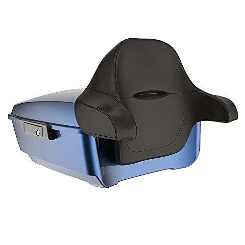 Advanblack Big Blue Pearl King Tour Trunk Pack, Black Mount Bracket, Top Luggage Rack, Red Trunk Pak Liners Fit for 09-Later Harley Touring, Road Glide, Street Glide Special, Electra Glide - color: Big Blue Pearl