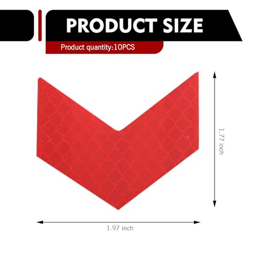 10 PCS Car Arrow Reflective Stickers, 1.97" x 1.81" Waterproof Safety Tapes, High Visibility Night Caution Warning Reflective Stickers, Universal for Most Cars (Red) - color: Red