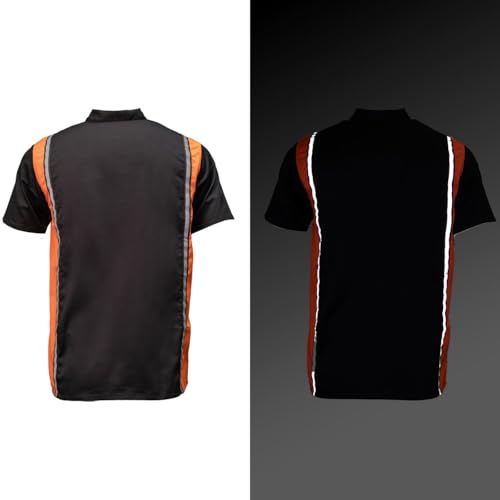 MILWAUKEE MOTORCYCLE CLOTHING CO. Men’s Blk/Orange Mechanic Work Shirt – w/Reflective Strip, Rider‑Built MDM11610 - size: Medium
