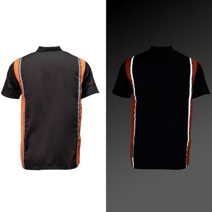 MILWAUKEE MOTORCYCLE CLOTHING CO. Men’s Blk/Orange Mechanic Work Shirt – w/Reflective Strip, Rider‑Built MDM11610 - size: Medium