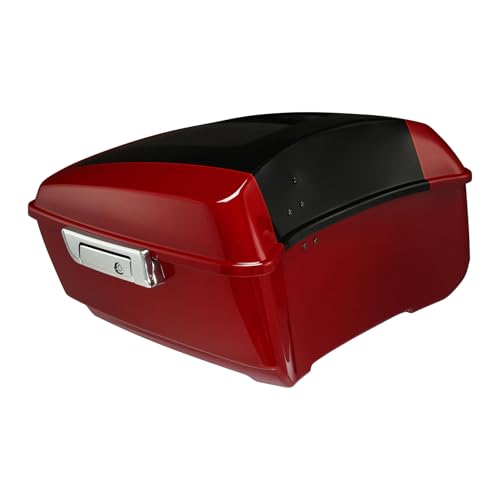 TCMT King Motorcycle Trunk Fit for Harley Touring 2014-2025 CVO Road King Road Glide Street Glide Electra Glide Ultra Limited Pack Billiard Red/Vivid Black - color: Billiard Red/Vivid Black(No Speaker Holes)