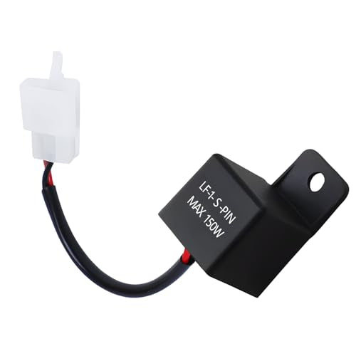 Motorcycle LED Flasher Relay, 2 Pin 12V DC, Automatic Operation, Universal Fit, Black, Normally Open Contact, Fix Abnormal Flashing