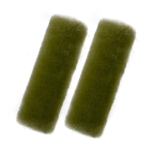 Andalus Genuine Sheepskin Car Seat Belt Cover Pad – Soft Fuzzy, Comfy Fluffy Seatbelt Covers, Shoulder Pad Neck Cushion Protector, Car Accessories for Woman, Man, Girl (Pea Green, 2-Pack) - color: Pea Green