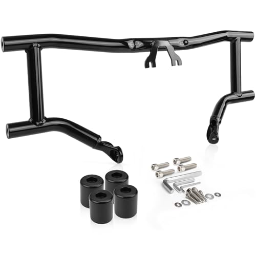 2014-2026 Front Engine Guard Crash Bar for Harley Touring Street Glide Road Glide Road King Electra Glide Ultra Classic, Gloss Black Flat Out Bar