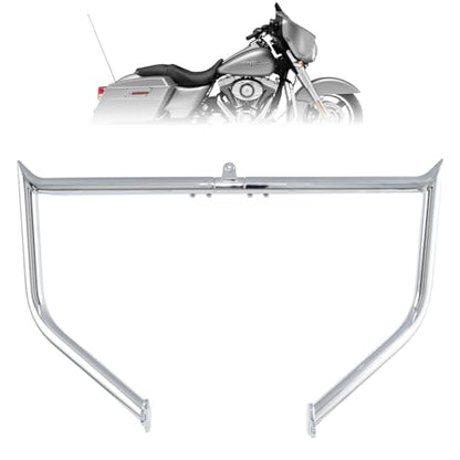 Kinglemc Crash Bar Engine Guard Highway Freeway Bar for Harley Touring Road King Street Glide Electra CVO, Trike Models 09-23 (Chrome-Updated) - color: Chrome-Updated