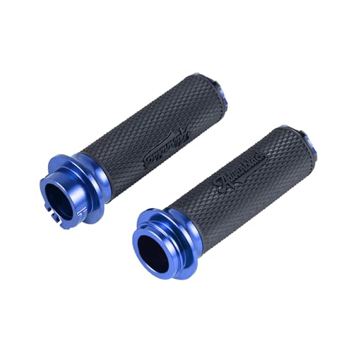 Advanblack AXION Performance Grips, Cable Throttle Hand Grips Compatible with Harley Touring Road Glide Street Glide, Softail - color: Blue