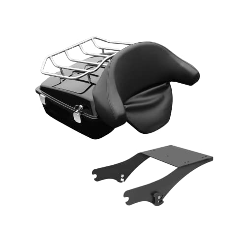 TCMT Chopped Motorcycle Trunk Backrest Pad Luggage Mount Rack Fit For Harley Touring 1997-2008 Road King Road Street Electra Glide Pack - color: Chopped Style D Black Rack