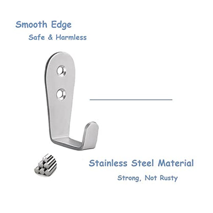 Coat Hooks Wall Mounted, 6 Pack Single Entrance Hooks Heavy Duty Brushed Wall Hook Stainless Steel, Large L Metal Hook for Hanging Clothes Jackets Robes Towels Hats Keys Bags Cups, Silver - color: Silver