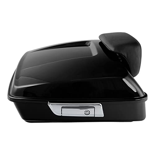 TCMT Chopped Motorcycle Trunk Box Backrest Pad Detachable Mounting Rack Fit For Harley Touring 1997-2008 Road King Road Street Electra Glide Pack - color: Set D1 Chrome Latches#Black Rack
