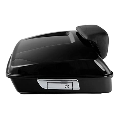 TCMT Chopped Motorcycle Trunk Box Backrest Pad Detachable Mounting Rack Fit For Harley Touring 1997-2008 Road King Road Street Electra Glide Pack - color: Set D1 Chrome Latches#Black Rack