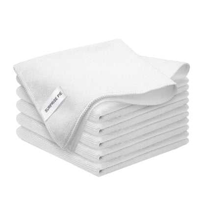 White Microfiber Cleaning Cloth 6Pack Cleaning Rags Absorbant Lint Free Cloth for House, Kitchen, Car, Glass, Stainless Steel, Window, Boat Cleaner-12''x 12''-White - color: White