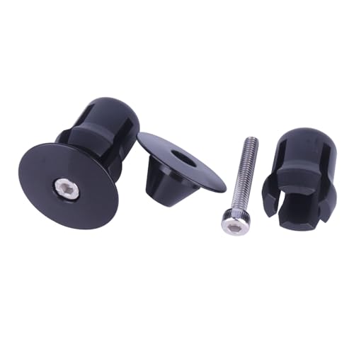 2 Pcs Aluminum Bike Handlebar End Plugs for Road Mountain Bike Handlebar Caps (Black) - color: Black