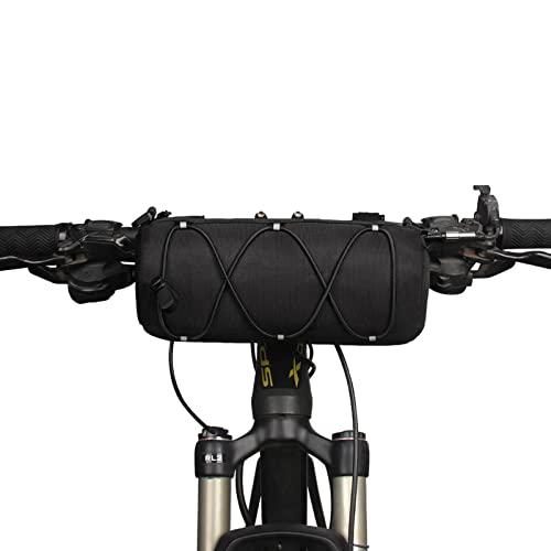 KOSIBATE Bike Handlebar Bag with Shoulder Strap, Mountain Road Bikes Bicycle Front Bag Frame Storage (Black) - color: Black