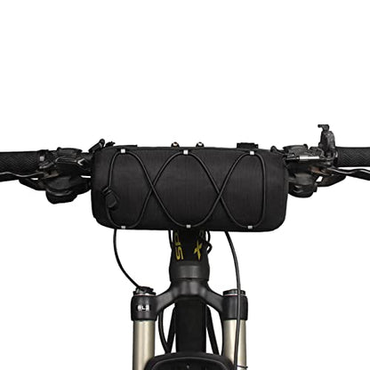 KOSIBATE Bike Handlebar Bag with Shoulder Strap, Mountain Road Bikes Bicycle Front Bag Frame Storage (Black) - color: Black