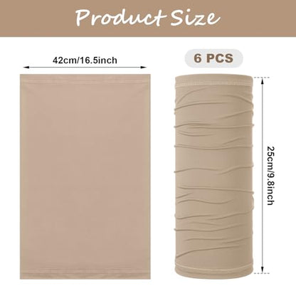Geyoga 6 Pieces Summer UV Protection Cooling Neck Gaiter Face Clothing Neck Gaiter Mask Scarf Sunscreen Breathable Bandana - color: Neutral Colors